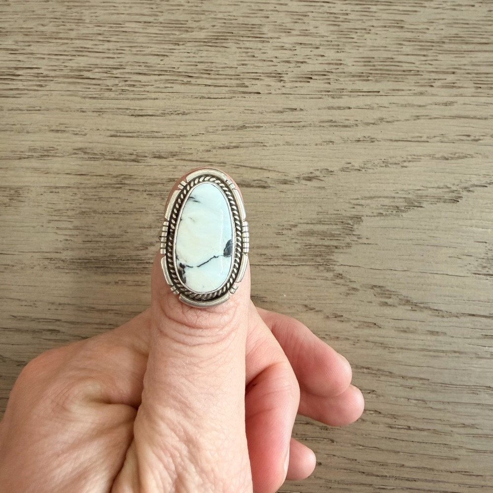 White Buffalo Ring - Silver Metal